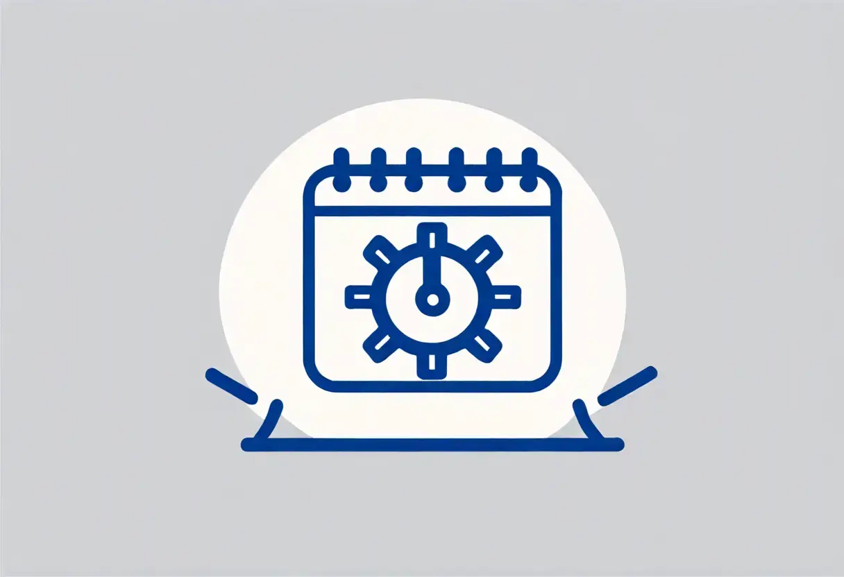 Icon representing workforce planning services with a calendar and gear.