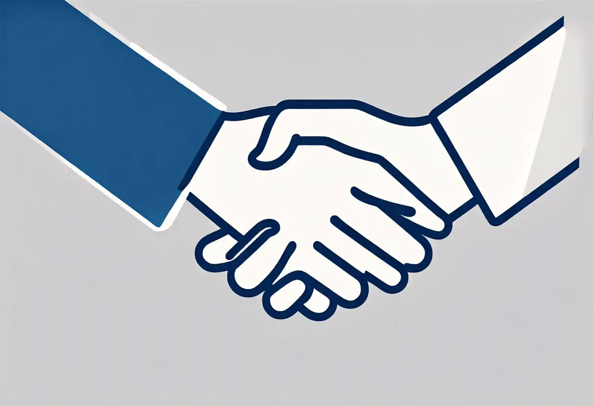 Icon representing talent acquisition services with a handshake.